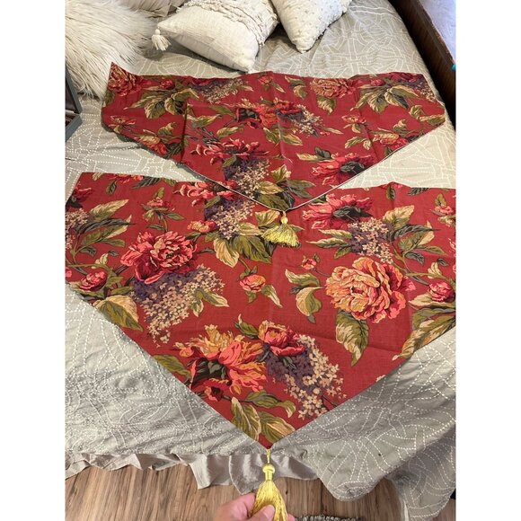 2 VTG  Croscill Floral Serena  Swag Valance Tassels Rustic country cottage new - Picture 4 of 12